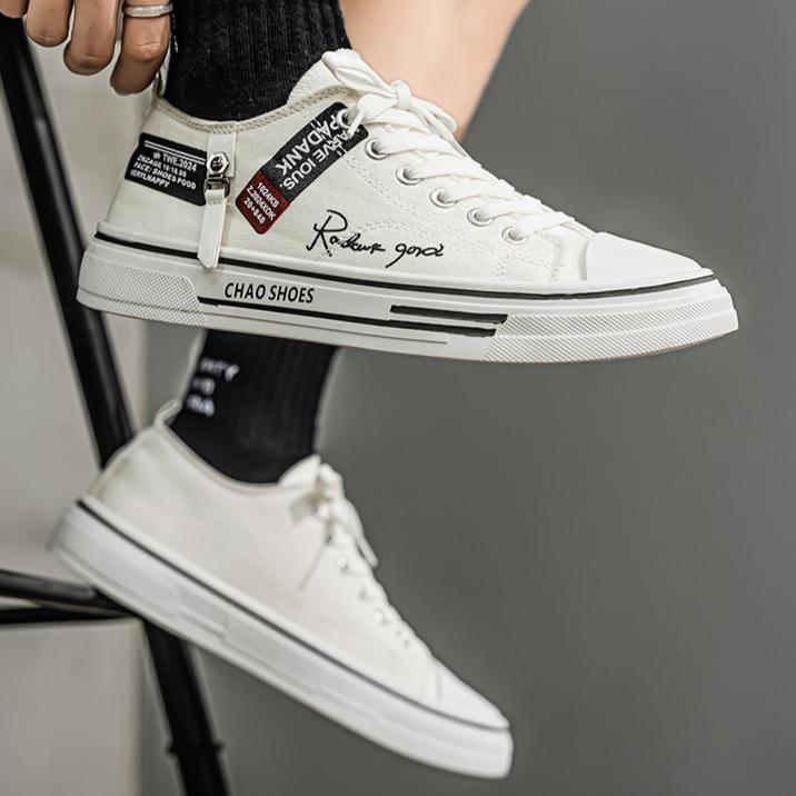 Herresko Sommersko med pustende stoff, allsidige klassiske stoffsko, lette, myksålede brettsko, herresko med lette såler