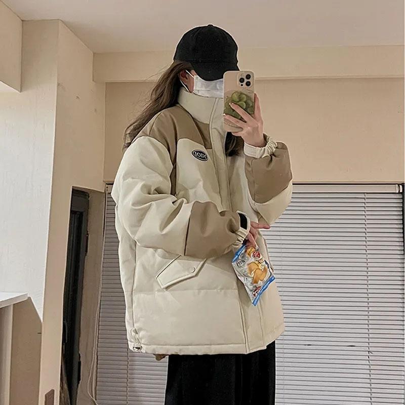 Herbst Winter Daunen Baumwolljacke Mantel Damen Stehkragen Parkas Locker Verdickend Studentinnen Koreanische Oberbekleidung