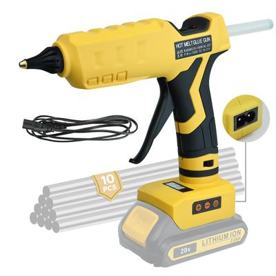 100W pistolet do klejenia na gorąco LCD cyfrowy wyświetlacz podwójne zasilanie z 10 szt. 11 mm patyczków do akumulatora Dewalt 20 V (Brak baterii)