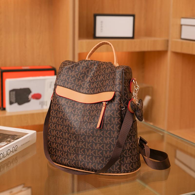 

Backpack Women s Printed New Large Capacity Retro Versatile Anti-theft Travel Soft Leather Texture Backpack Backpack
