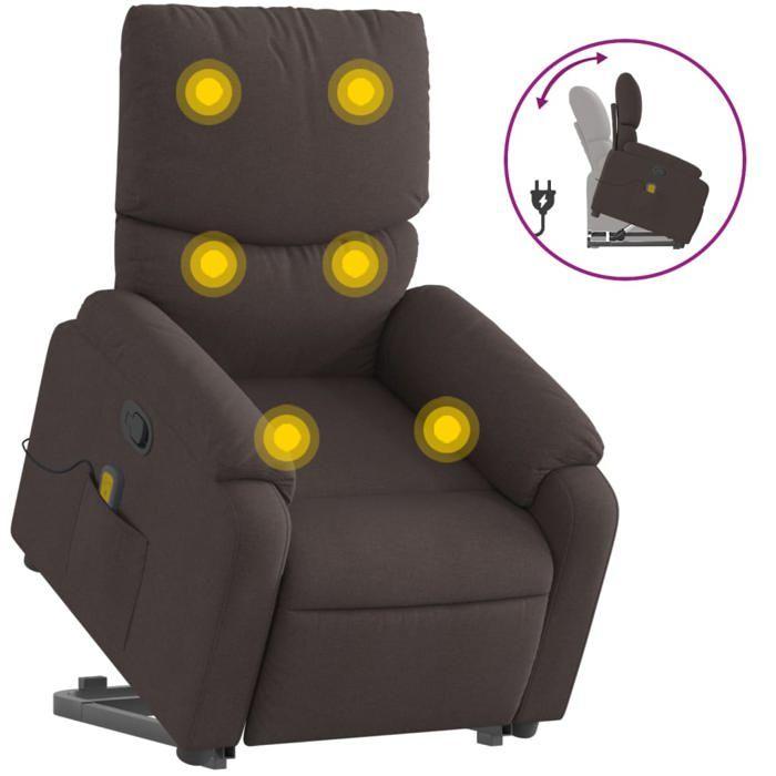 VidaXL Fauteuil inclinable de massage Marron foncé Tissu 3204841