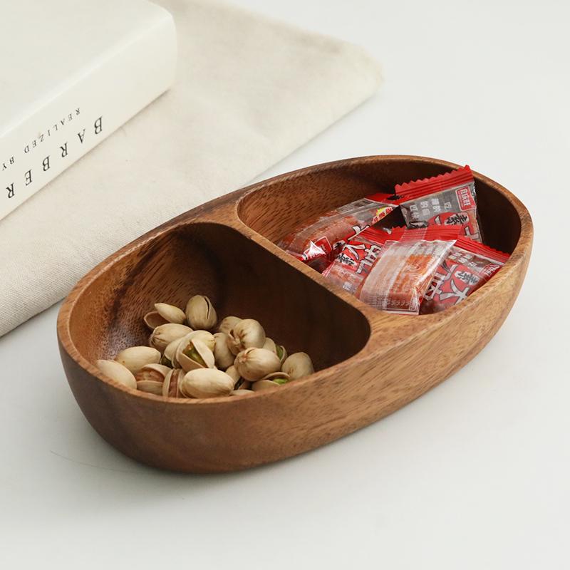 Walnut Wood Dessert Tray: Fruit, Nuts, Snacks & Tea Plate