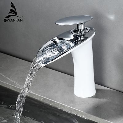 Basin Faucets Waterfall Bathroom Faucet Single Handle Basin Mixer Tap Bath White Faucet Brass Sink Water Crane Silver 855923