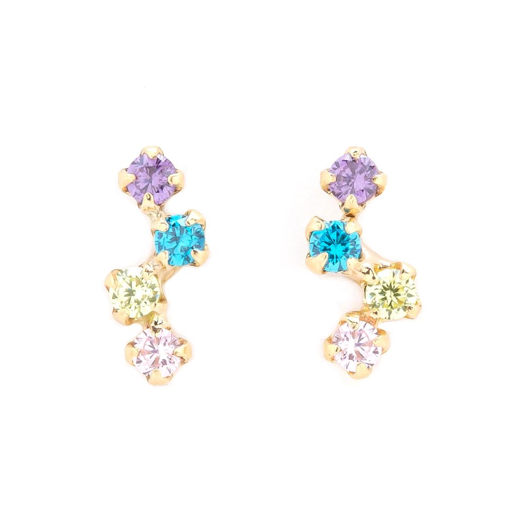 ESTELLE [Official] Women's Earrings, 10K Yellow Gold with Cubic Zirconia, 0231-0715-0029-0000