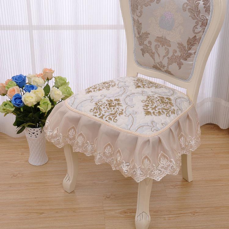 Universal Dining Chair Non-Slip Mat, Simple Solid Color Lace, Soft Stool Pads, Polyester, Machine Washable, Washable, Casual Style, All-Season