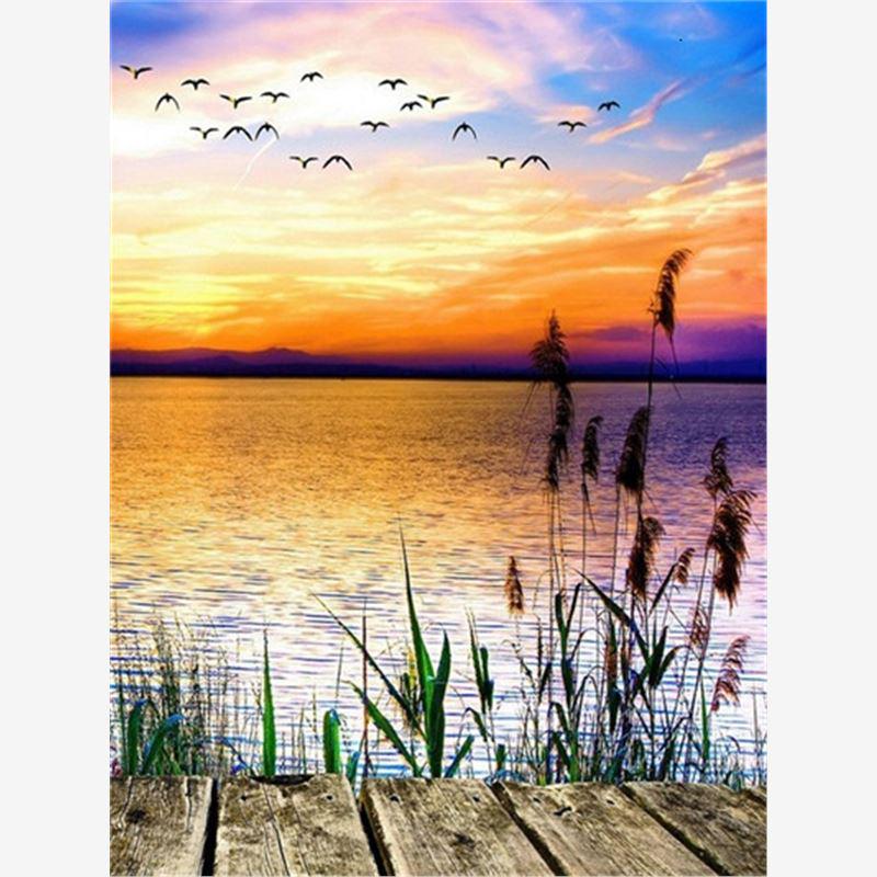 Buy 5D DIY Full Drill Round Diamond Painting " Natural Lake " Home ...