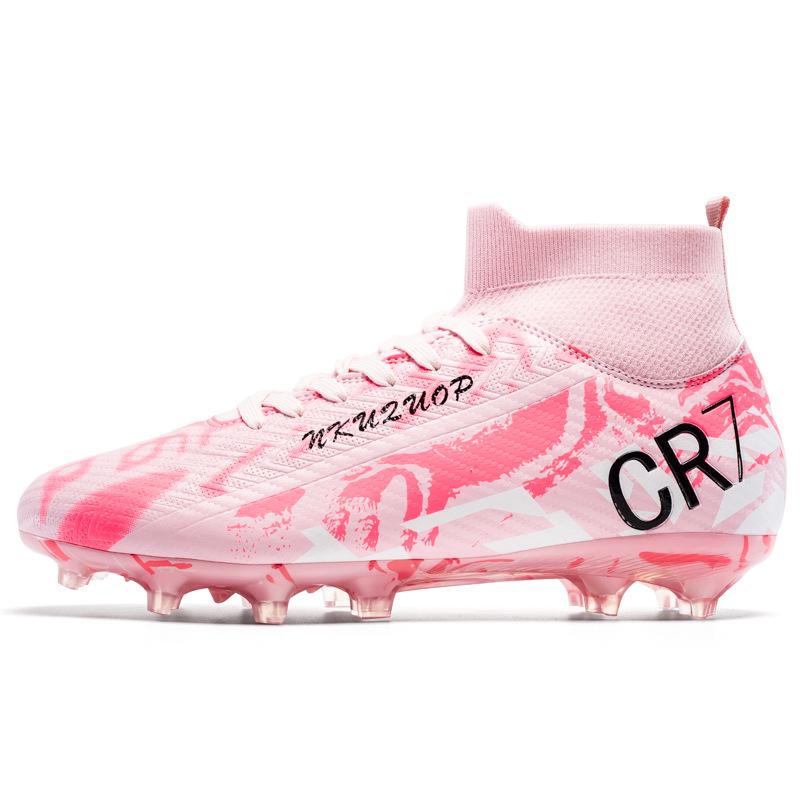 Unisex High-Top Football Shoes for Artificial Turf with Long Spikes, Suitable for Students and Adults, Ideal for Training and Matches.