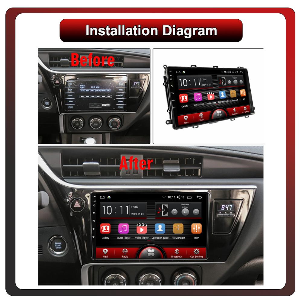 2Din Android Car-Play Car Radio,Toyota Corolla 2017-2018,Multimedia Player Head Unit Stereo GPS Navigation BT WIFI,1+16GB