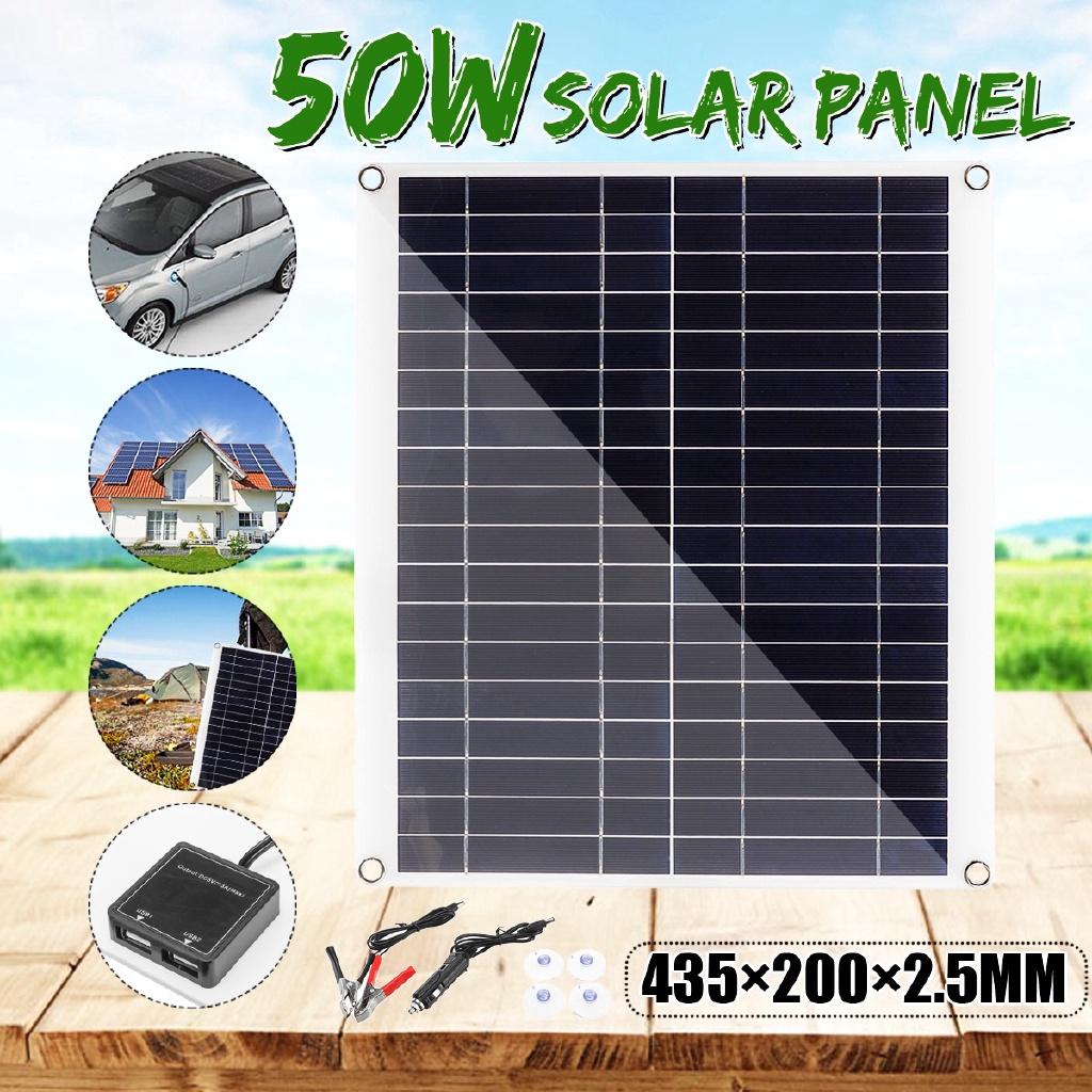 50W USB Solar Panel Outdoor Solar Cells System Soalr Charger For Home Car Battery Chargers DC 18V