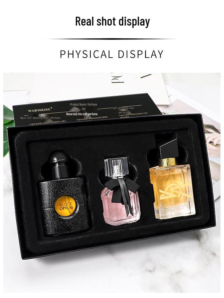 Best-Selling Women's Perfume Trio: Libre, Black Opium, Inverted Paris Gift Set.