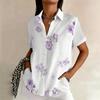 Summer Women's Plus Size Lapel Short Sleeved Shirt Fashionable Daily Top