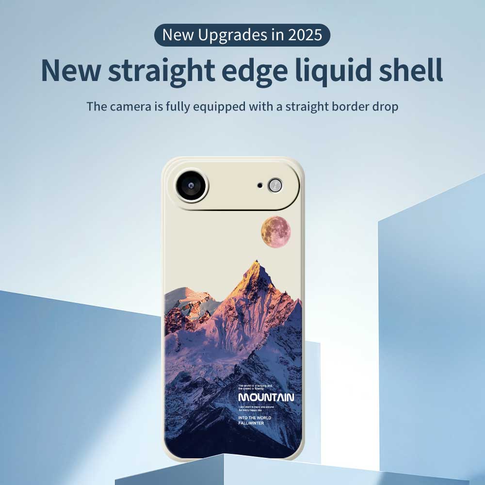 For iPhone 17 Air Case Blue Snow Mountain Pattern Printing Straight Edge TPU Phone Back Cover