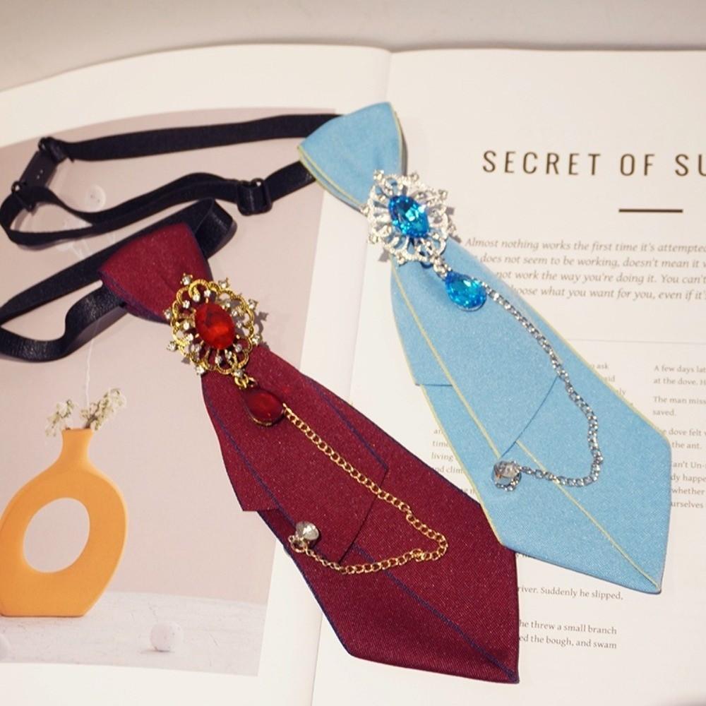 New Adjustable Bow Tie Metal Chain Rhinestone Chain Necktie Vintage Womens Tie Party