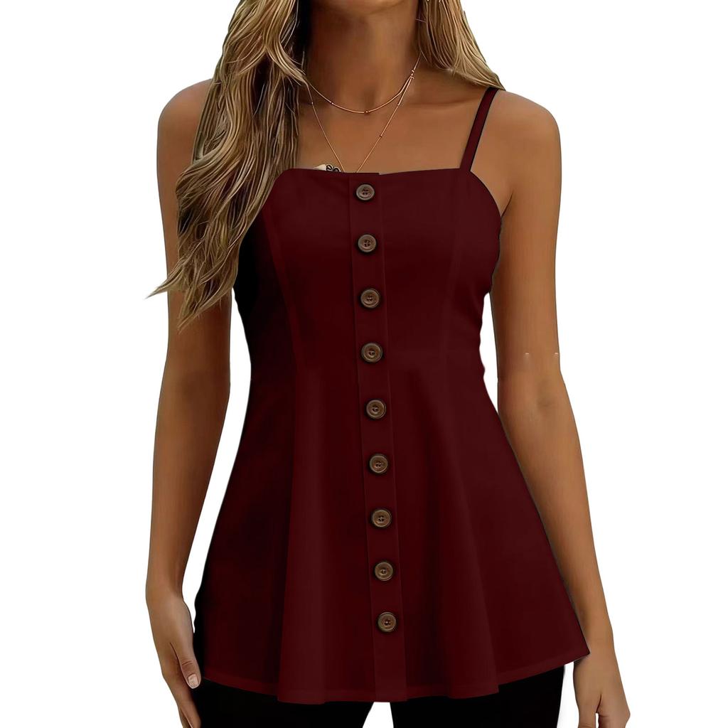 Women's Fashionable Button-down Sleeveless Vest Top