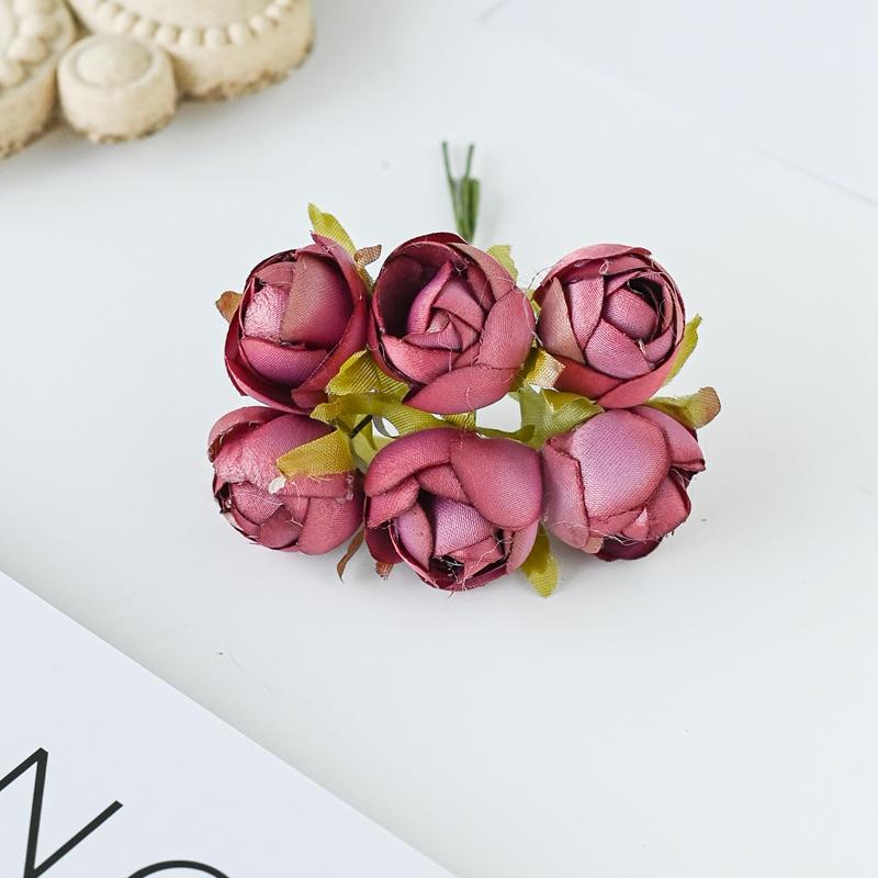 6Pcs Bouquet Multicolor Silk Roses Bouquet Vases for Home Decor Wedding Decorative Flowers Wholesale Christmas Wreath Scrapbook