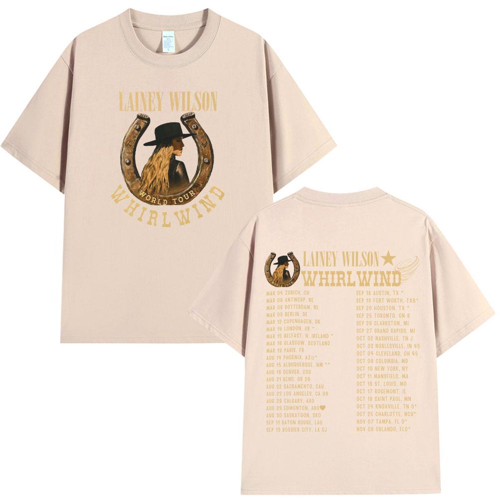 Lainey Wilson Whirlwind World Tour 2025 Graphic Tshirt Men Women Vintage Hip-hop T-shirt Aesthetic Trend Cotton Casual T-shirts