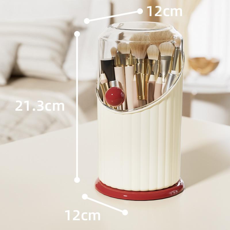 Flip Top Dustproof High-end Desktop Cosmetics Storage Box красный/кремовый