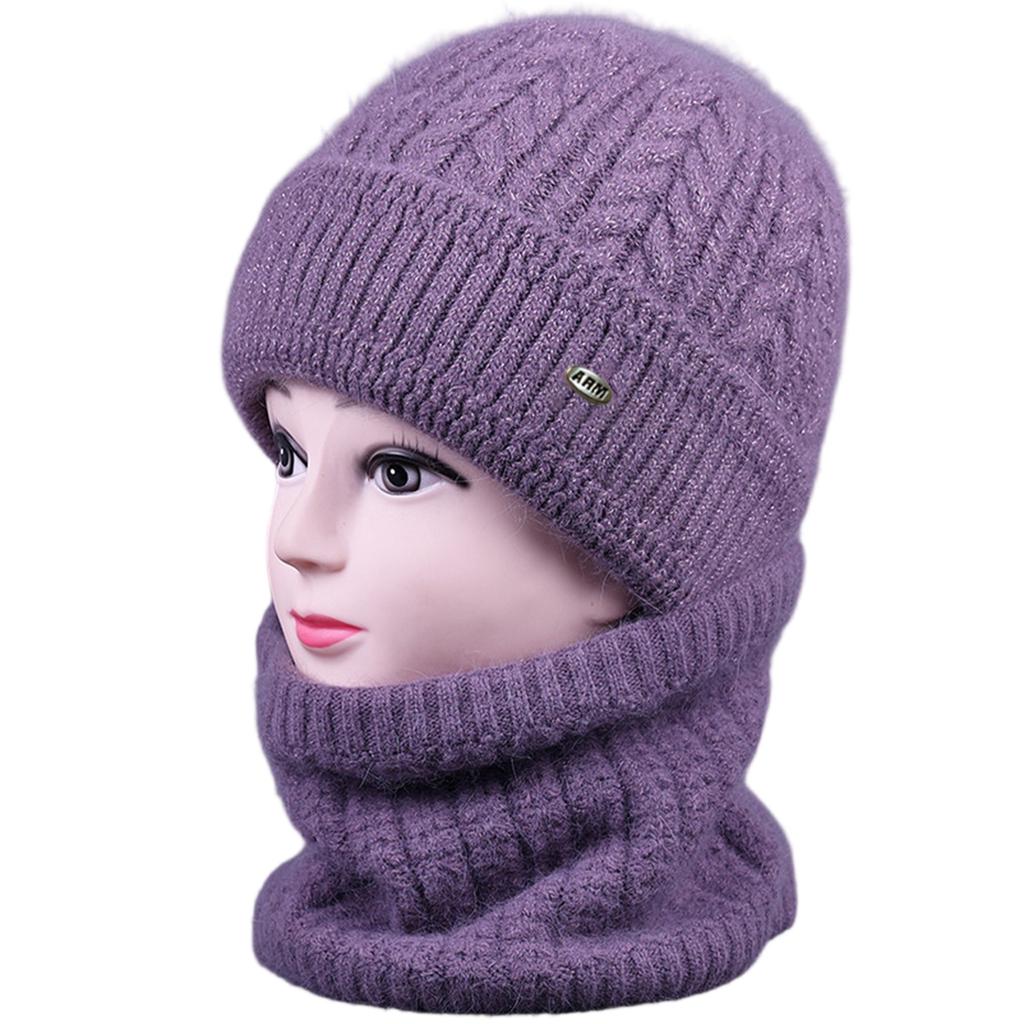 Fashion Women Knitted Hat Velvet Yarn Scarf Hat Winter Lady Warm Cotton Cap Versatile Hat Dress Up Supplies Costumes Accessory
