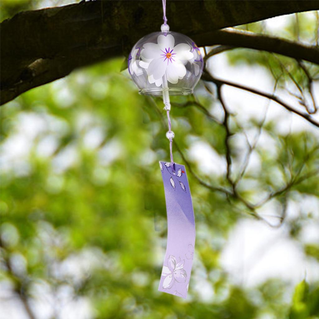 Japanese Style Cherry Blossom Wind Chimes Romantic Flower Blossom Small Wind Bells Decoration Home Glass Japan Styles Pendant