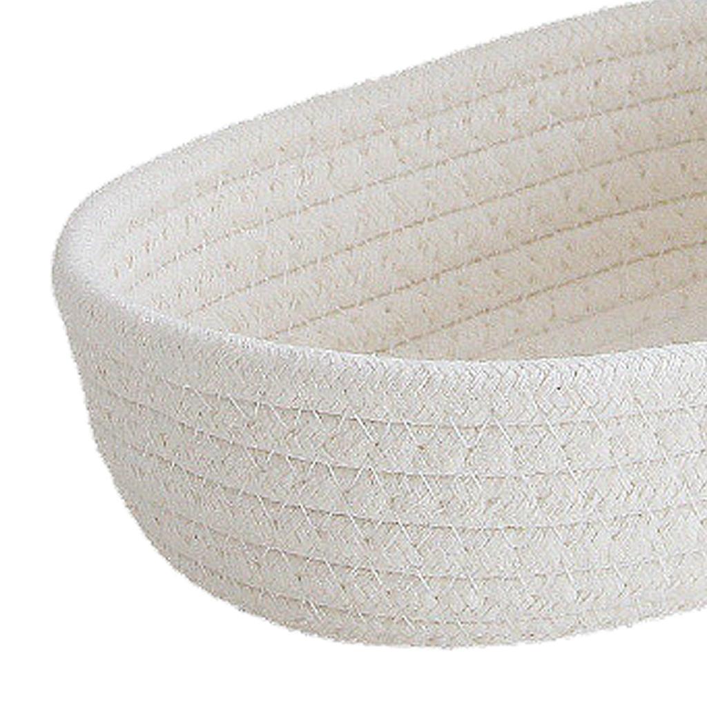 3 Pcs Desktop Storage Basket Oval Organizer Container Cotton Rope Hand Woven for Makeup Snacks