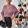 2025 European & American Autumn/Winter V-Neck Crossover Crop Top Pullover Sweater Cardigan