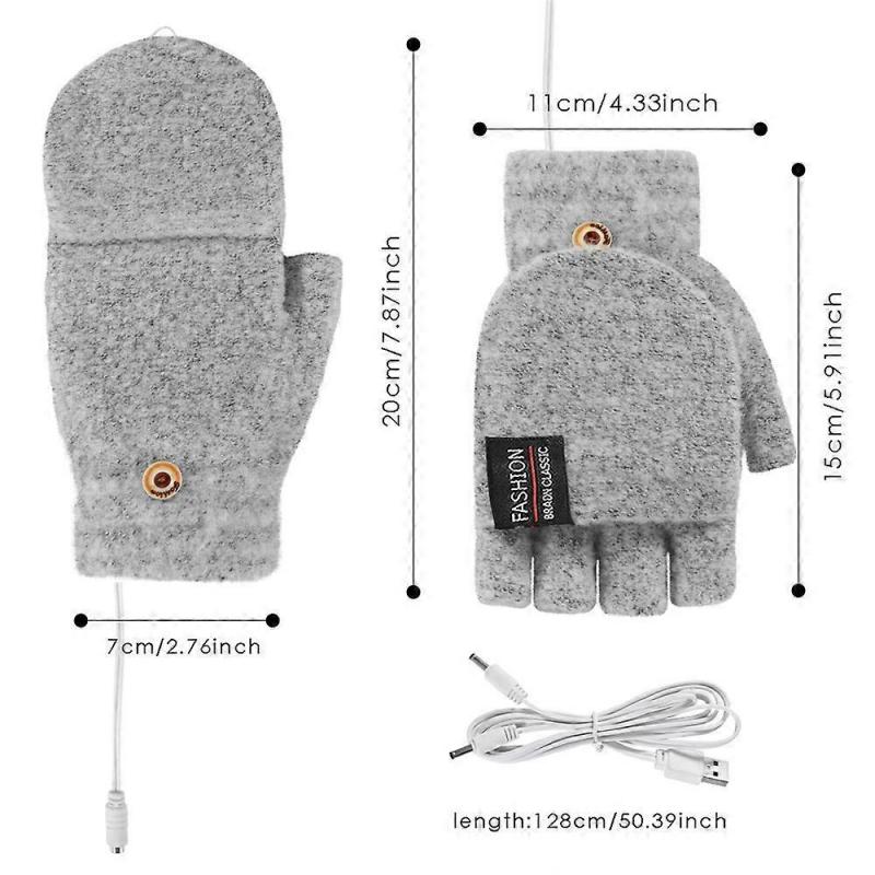 USB Electric Heated Gloves Heating Gloves Mittens Rechargable Waterproof Adjustable Temperature Cycling Skiing
