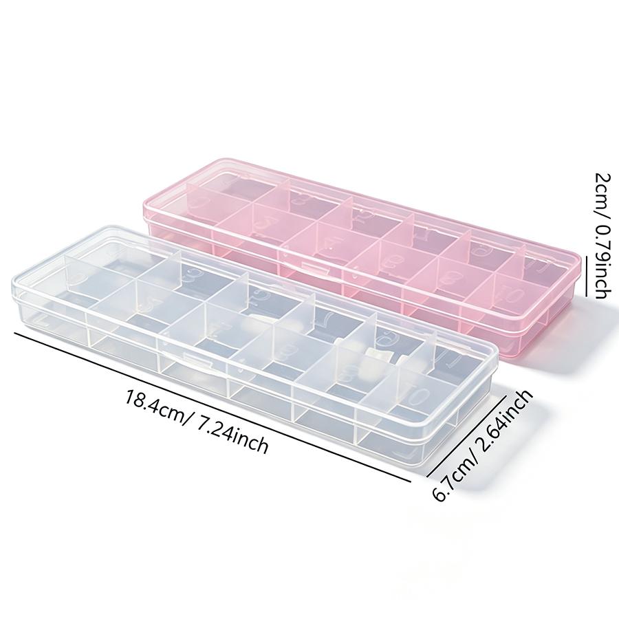 12 Grid Nail Tip Storage Box, False Tips Case with Printed Marking, Jewelry Rhinestone Bead Organizer Container