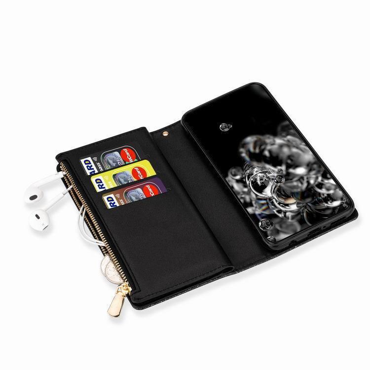 Redmi Note 9 Pro/K30/8A Leather Wallet Case with Laser Engraved Nine Card Slots