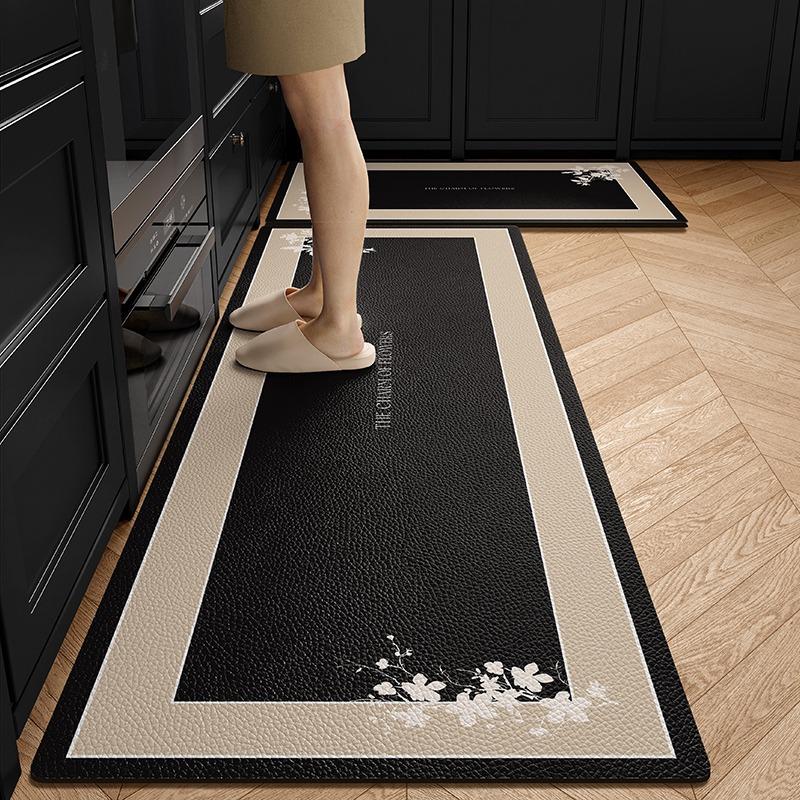 Kitchen Carpet Pvc Leather Waterproof Foot Mat Anti-slip Oil-proof Free Clean Wipeable Floor Mats Long Strip Home Decoration Rug