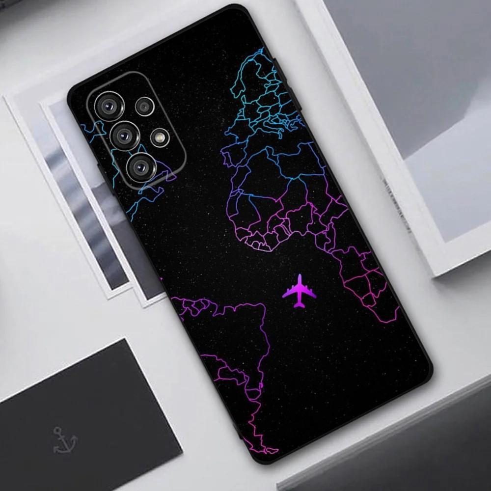 

Airplane Map Phone Case For Samsung Galaxy A20,A21s,A22,A31,A32,A52,A53,A72,73,A80,A91 Soft Black Cover Samsung a514g