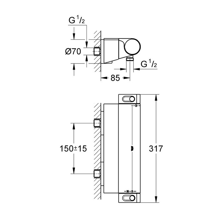 Mitigeur De Douche Thermostatique GROHTHERM 2000 C3 Tablette - GROHE - 34463-001