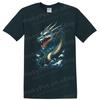 Blue Dragon Japanese Style T Shirt Graphic Art Wave Design Tee