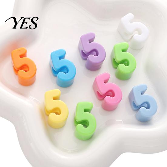 Large Hole Beads 5Pcs DIY Acrylic Bubble Number Beads, 0-9 Chunky Colorful Spacer for Crafting Projects