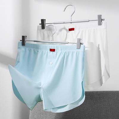 Yousheng Herren Boxer Unterwäsche Elastische Mittelhohe Taille U-Konvex Einfarbig Shorts Slips Breiter Bund Eisseide Nahtlos Dünne Slips mit Schlitzen