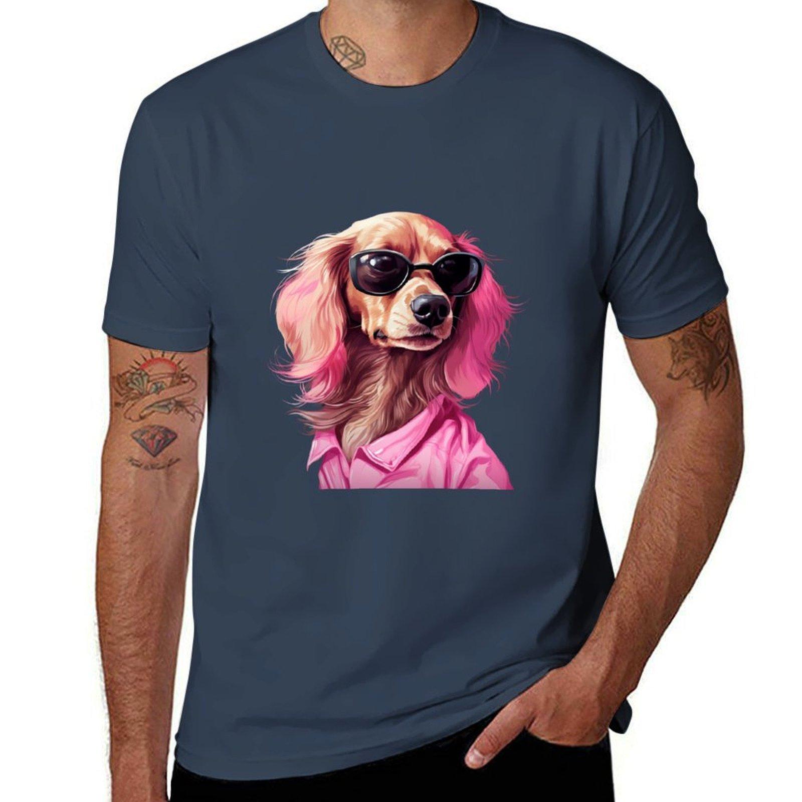 Pink Dog TShirt Plus Size Basic Short Sleeve Top S