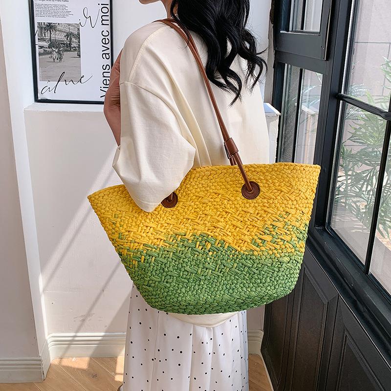 Casual Rattan Large Capacity Tote Designer Wicker Woven Women Handbags Summer Beach Bali Straw Bag Lady Travel Big Basket Purse