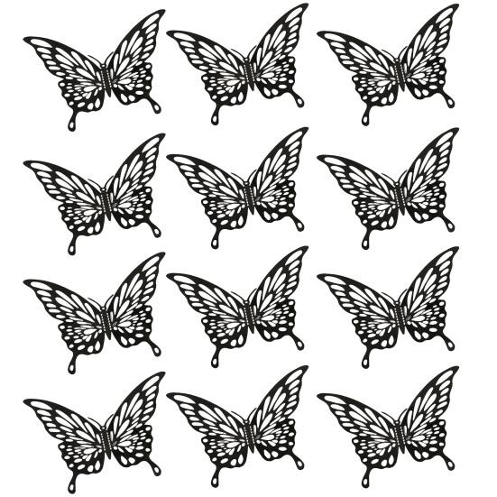 

12Pcs Butterfly Wall Sticker Self Adhesive Wall Decals Waterproof Scratch-Resistant PVC Wall Decors Removable DIY Wall Decor for Living Room Bedroom чорний