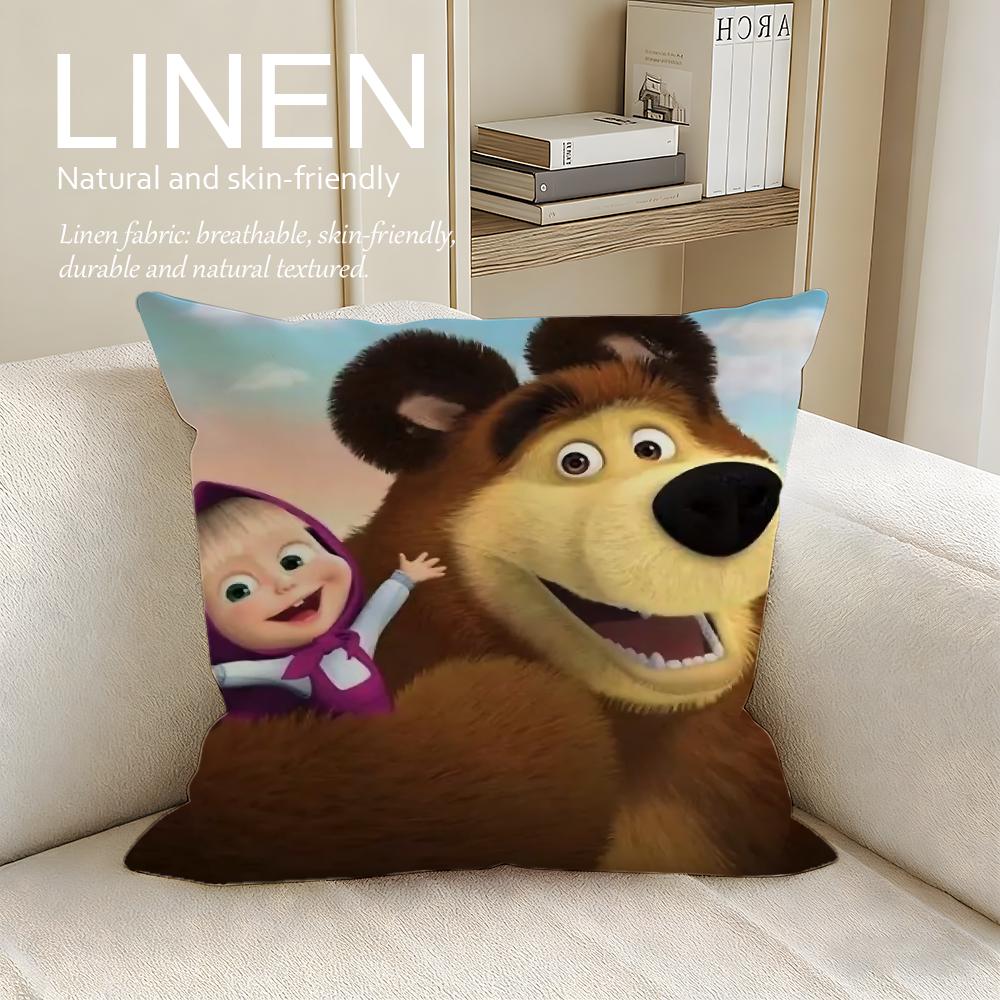 

Animation Masha and the Bear Cushion Cover Pillowcase Set Pcs x x Breathable Washable Sofa Cushion Cover 30X30cm
