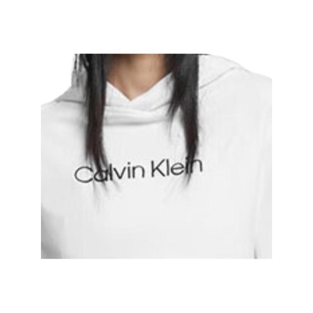 Calvin Klein Logo Embroidered Hooded Sweatshirt Women Tops White 40WH106-YAA