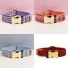 Pet Dog Collar With Grid Print Design And Bone Decor For Gift And Holiday