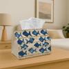 1pc Coastal Nautical Polyester Tissue Box - Blue Fish Pattern Modern Design, Perfect for Holiday Tables, Family Dinners, And Bathroom Decor Tissue Box