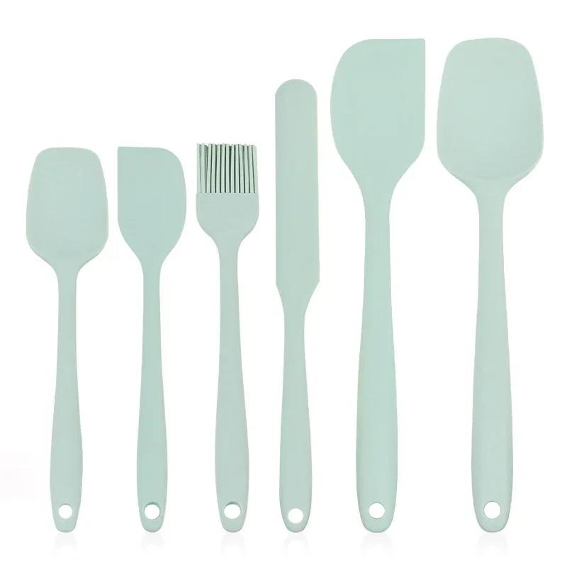 6-delat set med silikonspatlar Livsmedelsgodkända Non-Stick Värmebeständiga Spatlar Vändare Gräddblandningssked för Matlagning Bakverktyg