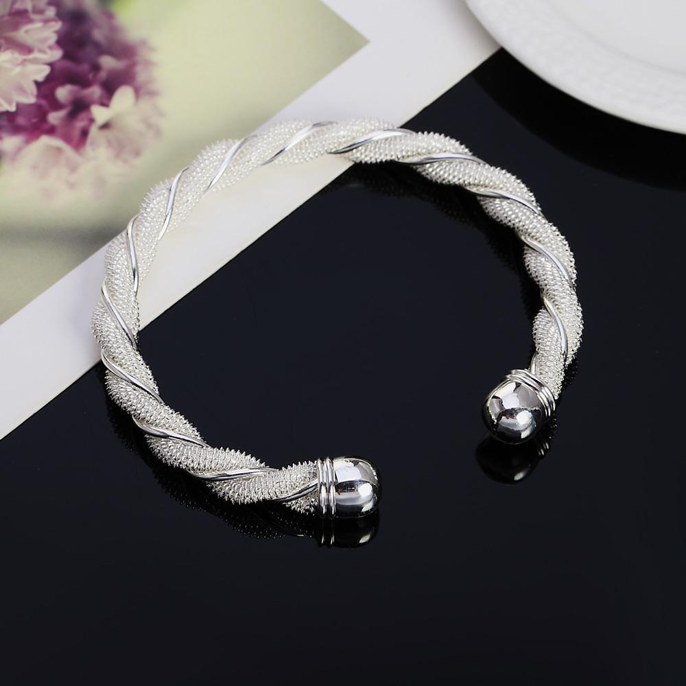 925 Sterling Silver Twisted Network Bangles For Women Aesthetic Cuff Bracelets Luxury Quality Fashion Jewelry