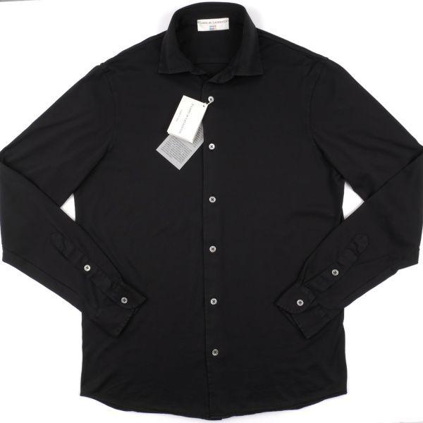 Used [New and unused] FILIPPO DE LAURENTIIS  48  Made in Italy  Garment dyed jersey long sleeve shirt  Black