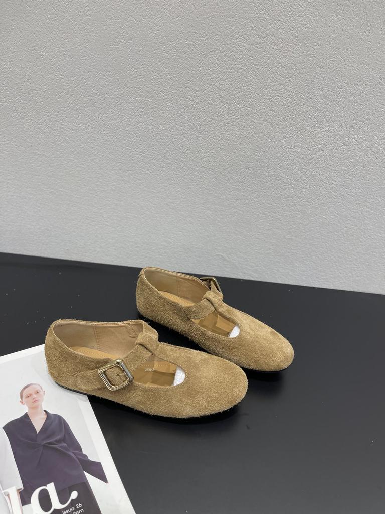 Leather Mary Jane Women's Shoes 2025 Korean Version of the New Flat-bottomed Non-slip Round Head Shallow Mouth Comfortable Belt Buckle Versatile Sing