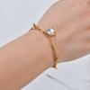 Women's Luxury Drip Oil Flower & Heart Pendant Stainless Steel Bracelet