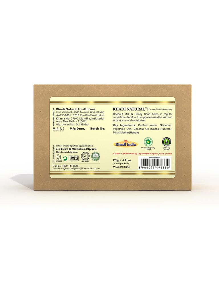 Khadi Natural Herbal Coconut Milk & Honey Soap, 125g
