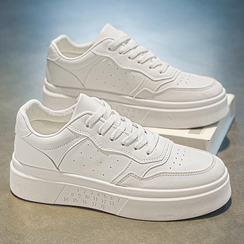 Men's Autumn White Thick-Soled Breathable Sneakers: Versatile, Trendy, Casual Skate Shoes