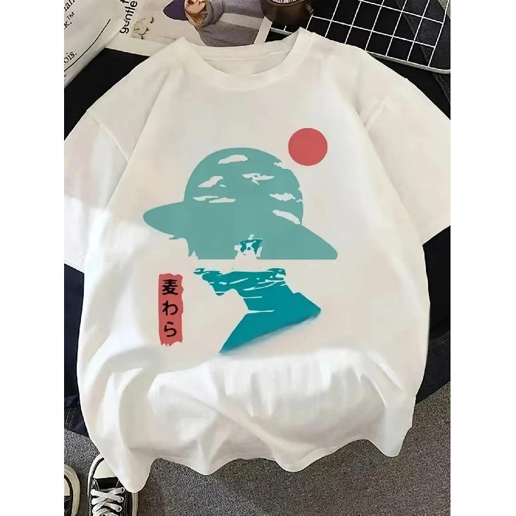 Men s One Piece Chopper Anime T-Shirt - Chopper & One Piece Text Print, Harajuku Y2K Streetwear, Soft Round Neck Short Sleeve, Iconic Manga Shirt for S белый