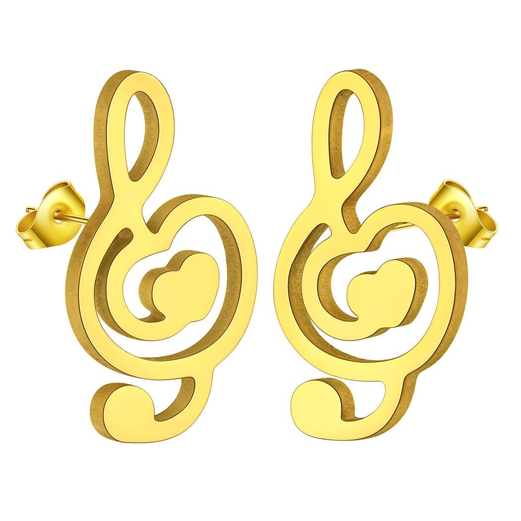 

Heart Shaped Earrings For Woman Fashion Geometry Zircon Music Symbols Gold Plated Stainless Steel Lover Singer Graduation Gift